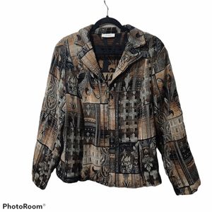 *Dressbarn Tapestry Retro Vintage Zipper Front Blazer Jacket 3XL Y2K 90s Vintage